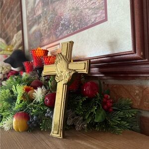 Vintage 1974 Gold Cross Decor Accent